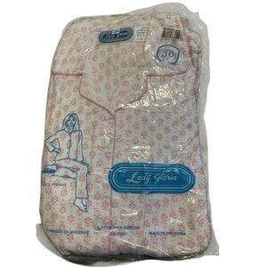 Vintage Lady Gloria 100% Cotton Pajama Set Pink Floral Print French Size 36 (XS)